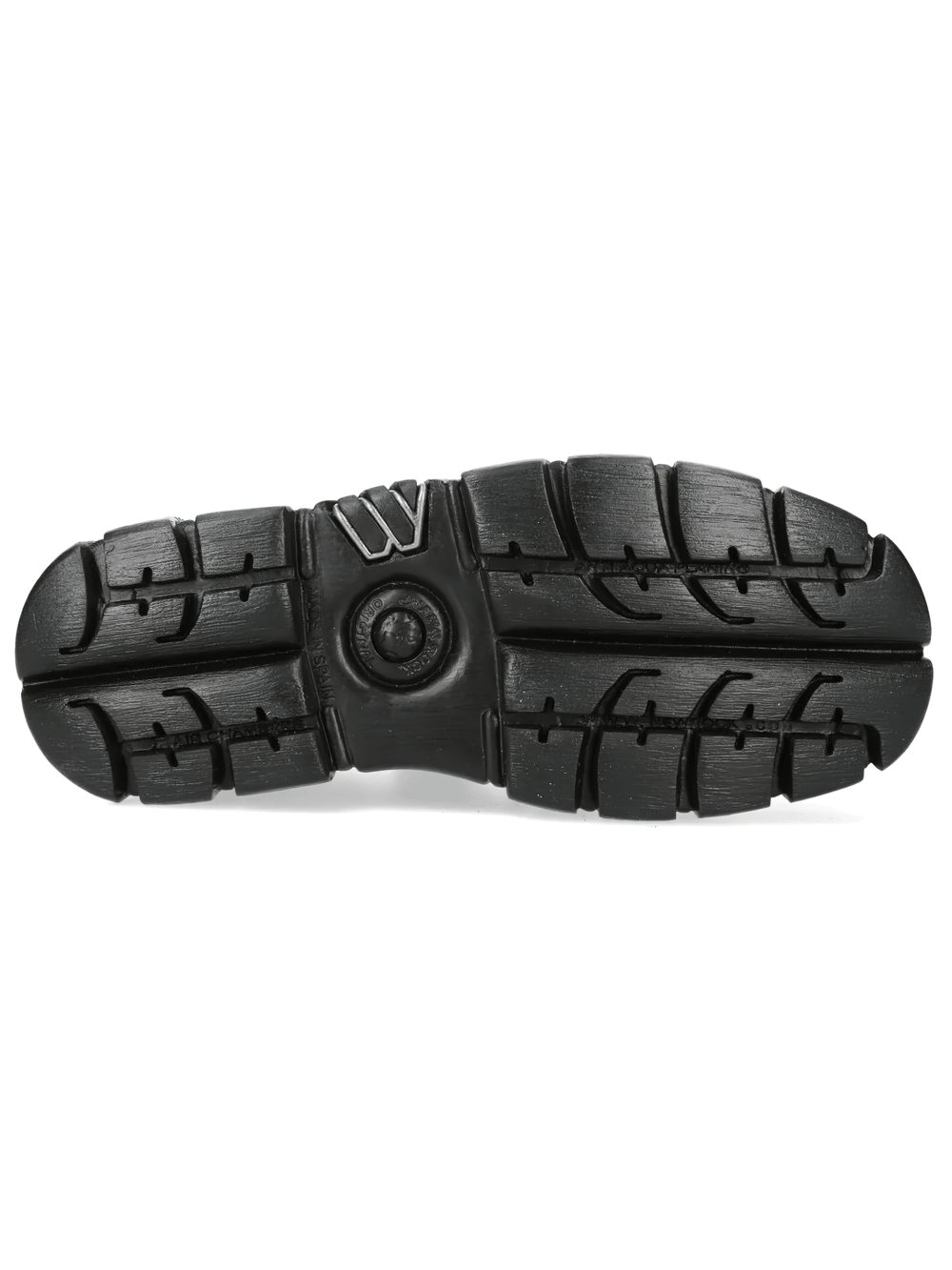 NEW ROCK Women's Spiderweb Low Shoes with Black Tread Sole bottom view showing the chunky tread sole design.