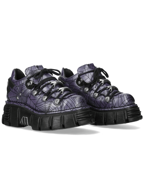 NEW ROCK Women's Spiderweb Shoes with Chunky Lug Platform