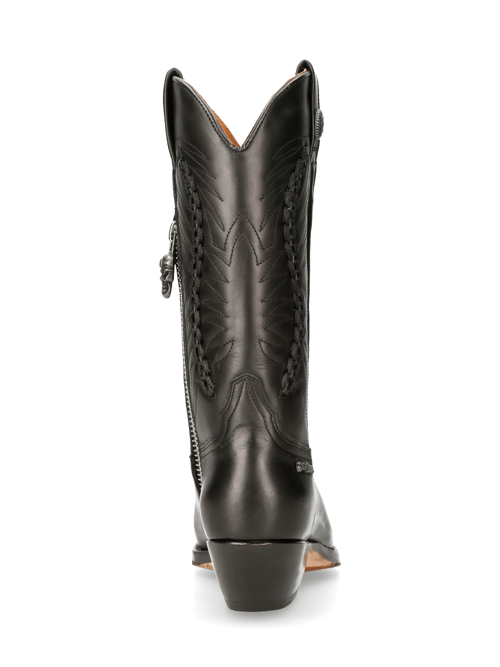 NEW ROCK Zip-Up Black Leather Cowboy Boots for Men