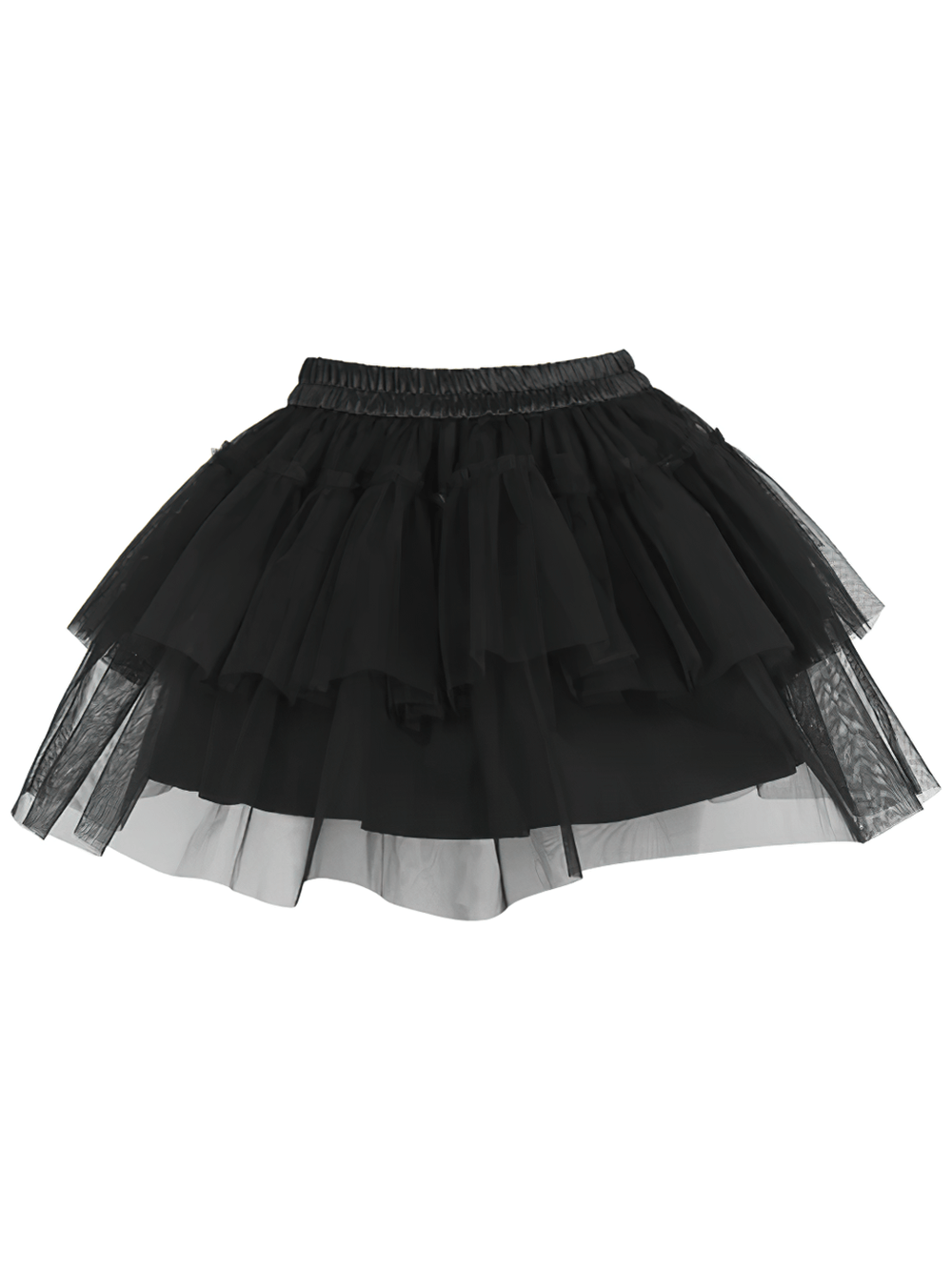 Niko Layered Black Tulle Skirt for Gothic and Party Looks featuring multiple sheer tulle layers and an elastic waistband.