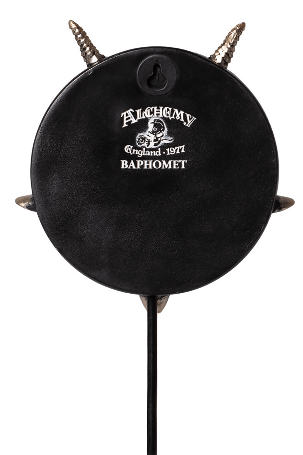 Occult ram skull wall plaque with Baphomet design and horns, perfect for gothic home decor.