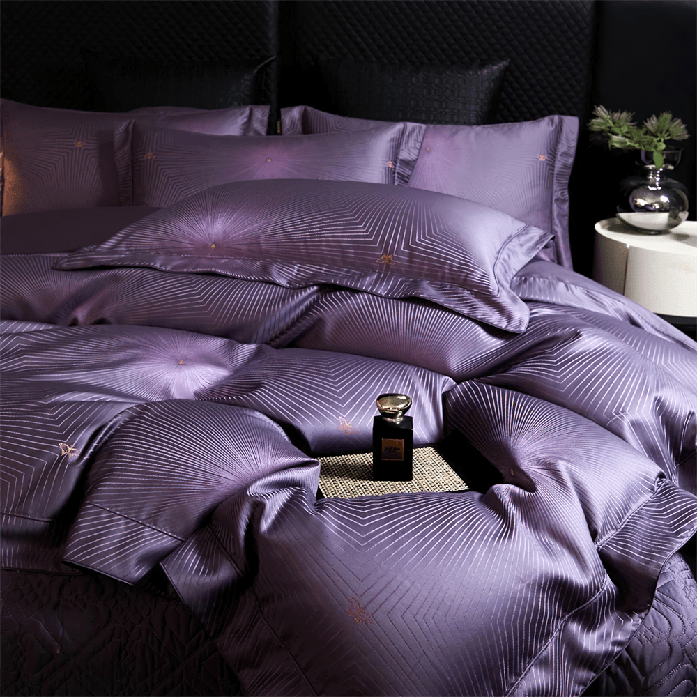 Opulent Egyptian Cotton Satin Jacquard Bedding Set
