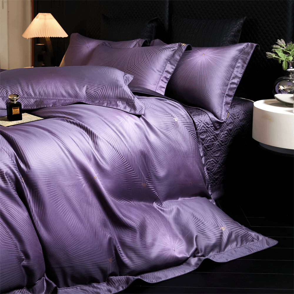 Opulent Egyptian Cotton Satin Jacquard Bedding Set