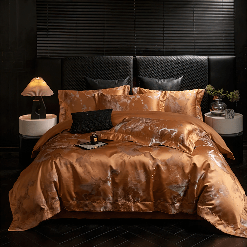Opulent Egyptian Cotton Satin Jacquard Bedding Set