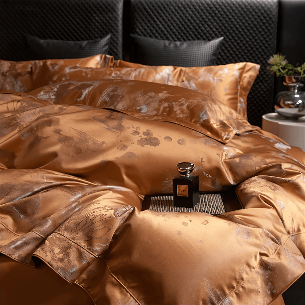 Opulent Egyptian Cotton Satin Jacquard Bedding Set