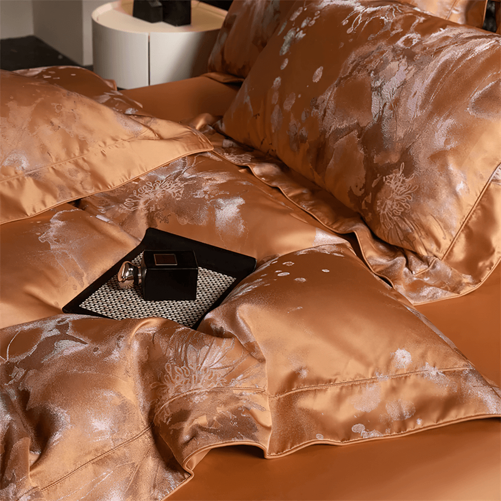 Opulent Egyptian Cotton Satin Jacquard Bedding Set