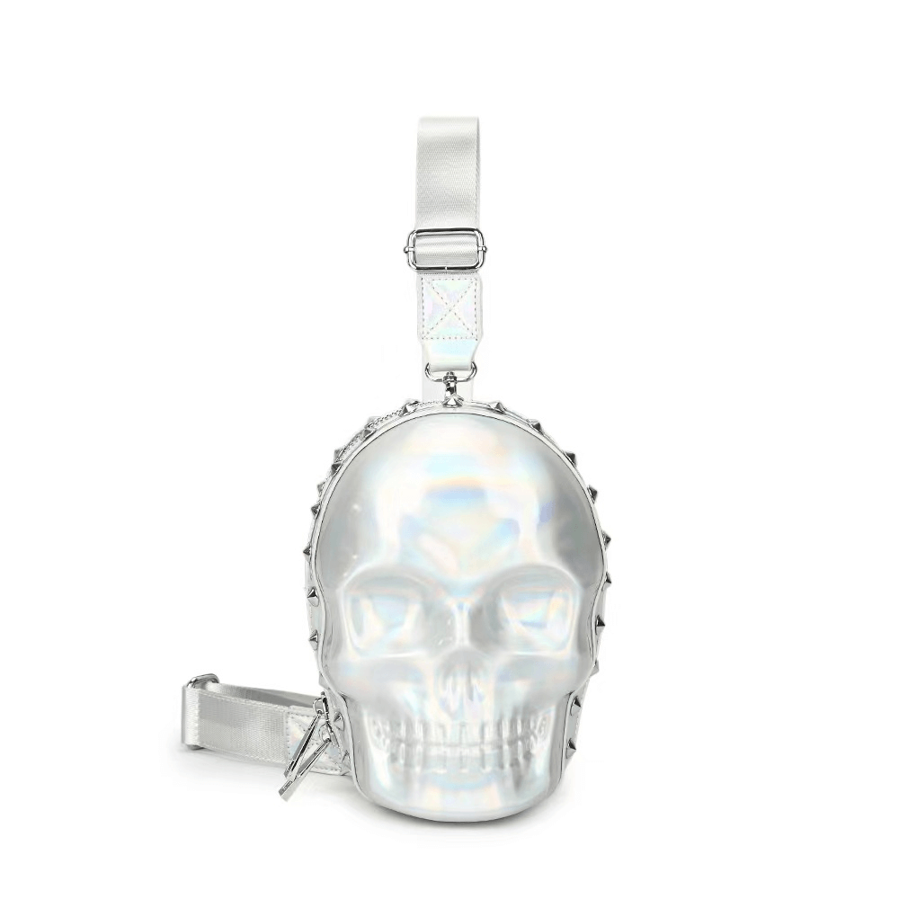 Originality Skeleton Head Handbag / Gothic Rivets Zipper Crossbody Bag - HARD'N'HEAVY