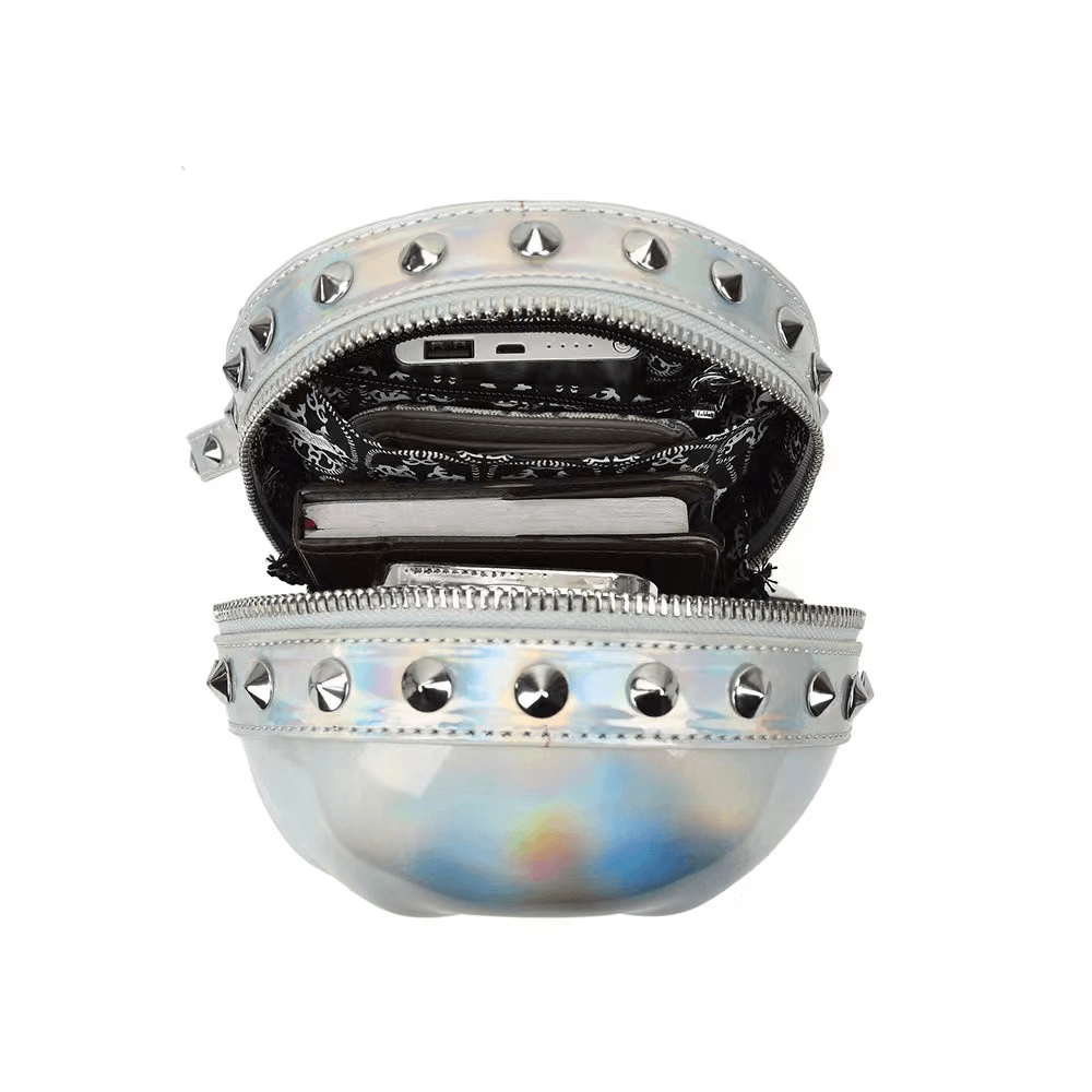 Originality Skeleton Head Handbag / Gothic Rivets Zipper Crossbody Bag - HARD'N'HEAVY