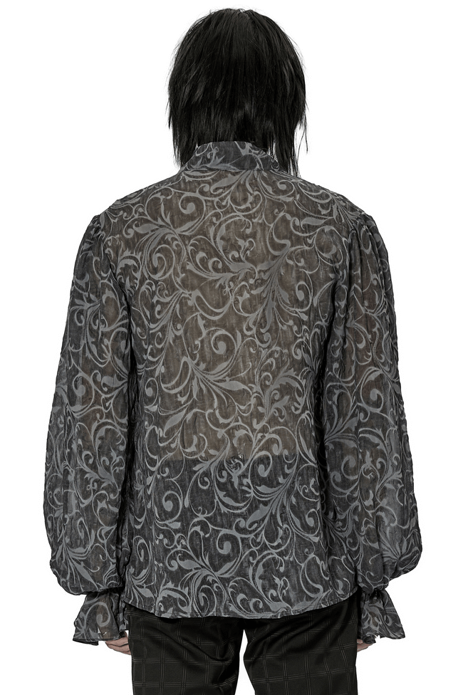 Back view of an ornate Gothic embossed pattern loose shirt with intricate texture and elegant design.
