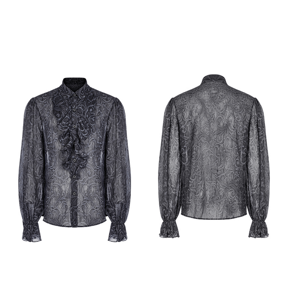 Ornate Gothic Embossed Pattern Loose Shirt With Buttons - HARD'N'HEAVY