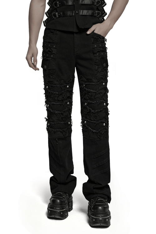 Personalisierte Punk-Hosen mit Quasten und zerrissenen Details