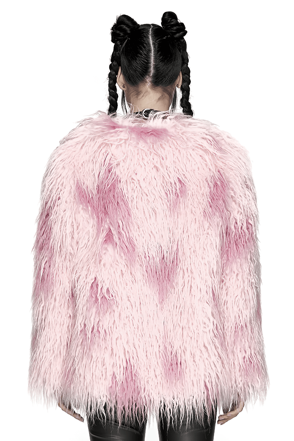 Pink Faux Fur Jacket with Leopard Print Lining