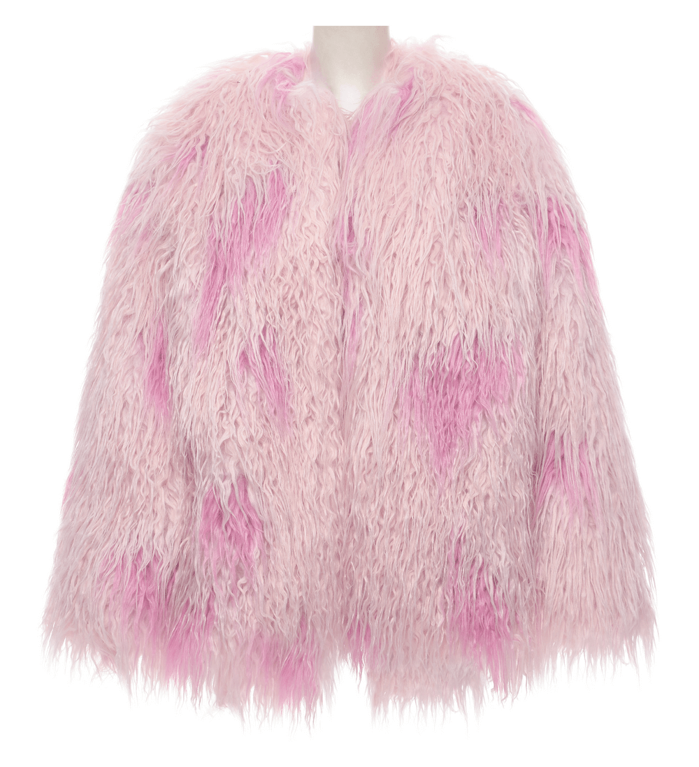 Pink Faux Fur Jacket with Leopard Print Lining