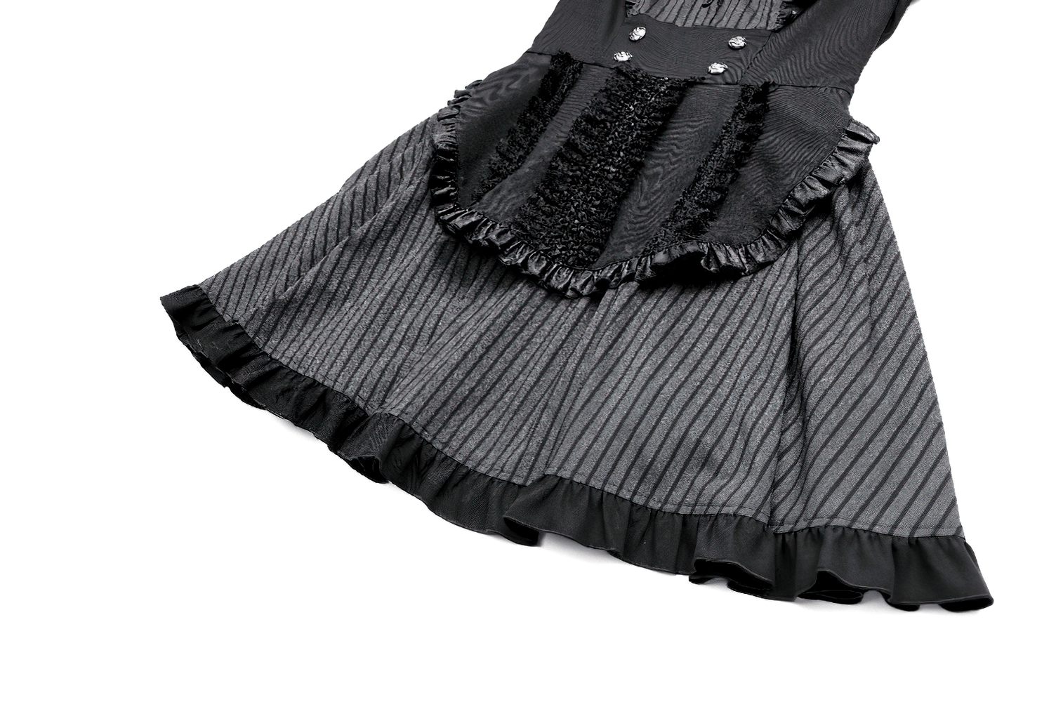Pinstripe Mini Dress with Ruffled Apron and Bow