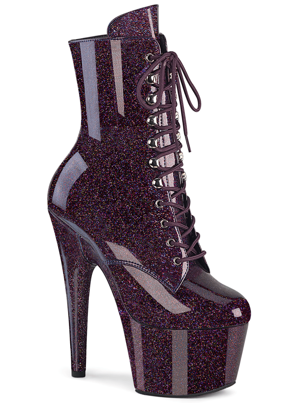 PLEASER 7-inch Glitter Stiletto Ankle Boots with Side Zip