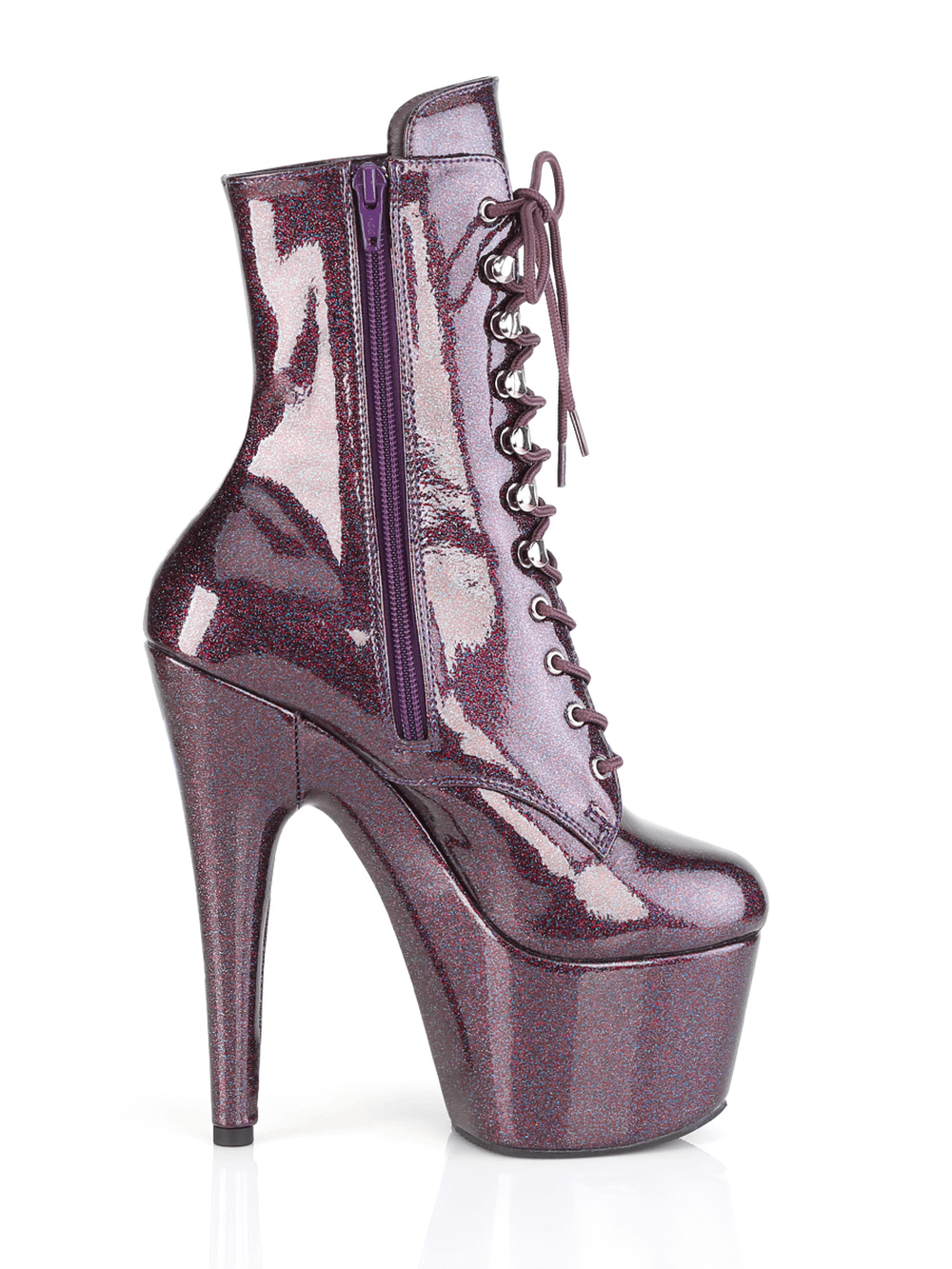 PLEASER 7-inch Glitter Stiletto Ankle Boots with Side Zip