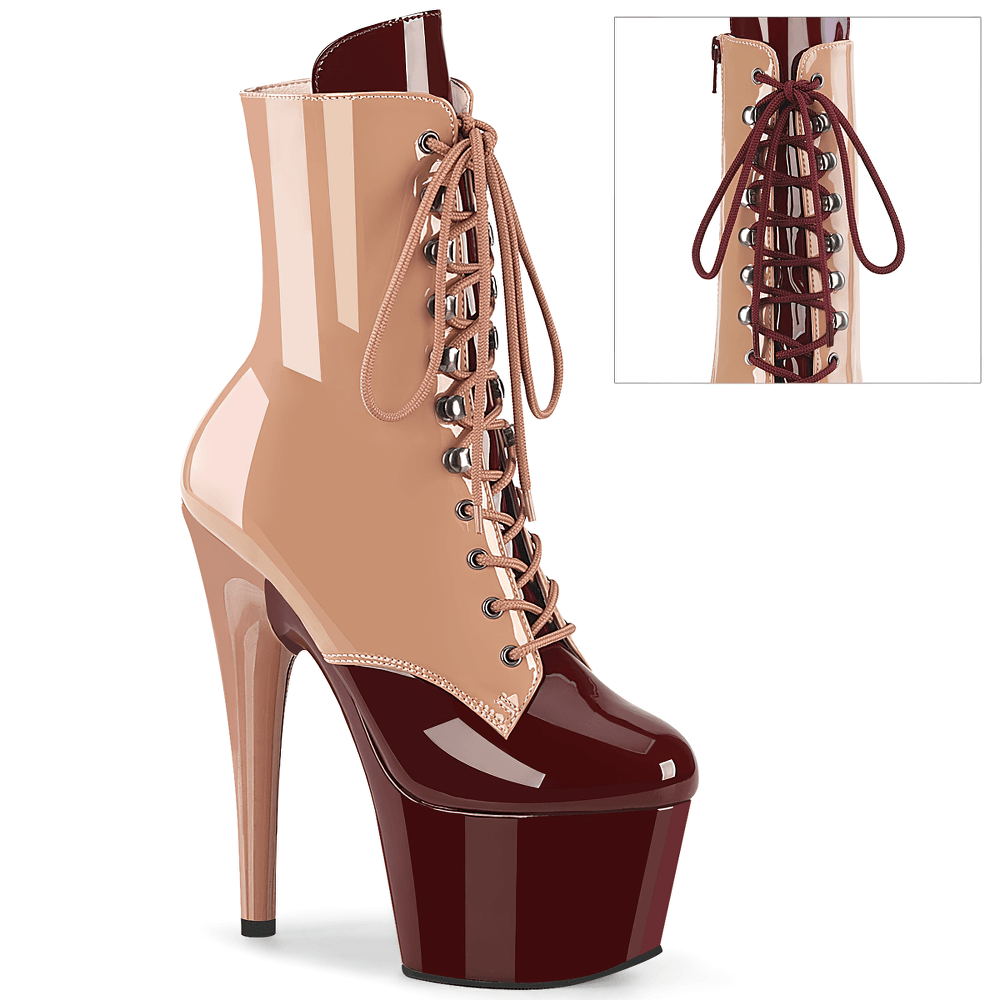 PLEASER 7-Inch Two-Tone Lace-Up Platform Ankle Boots