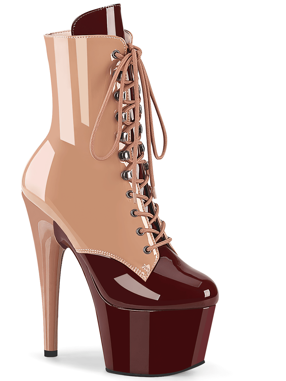 PLEASER 7-Inch Two-Tone Lace-Up Platform Ankle Boots