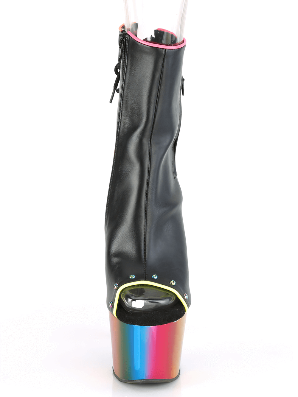 PLEASER Ankle Boots with Rainbow Platform and Lace-Up Back