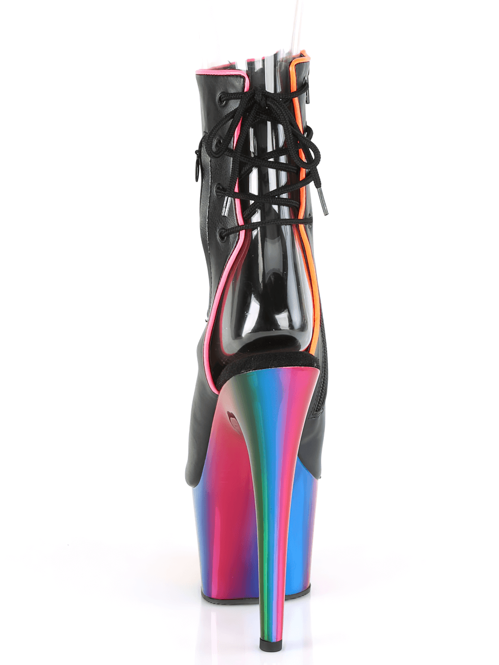 PLEASER Ankle Boots with Rainbow Platform and Lace-Up Back