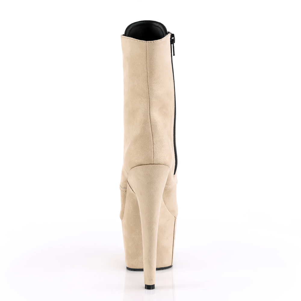 PLEASER Beige Lace-Up Ankle Boots with Heel and Platform