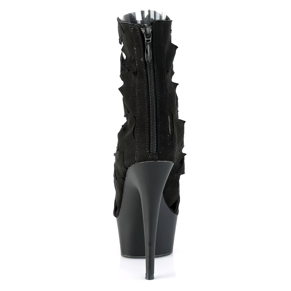 PLEASER Black Suede Peep Toe Cutout Shoes for Women