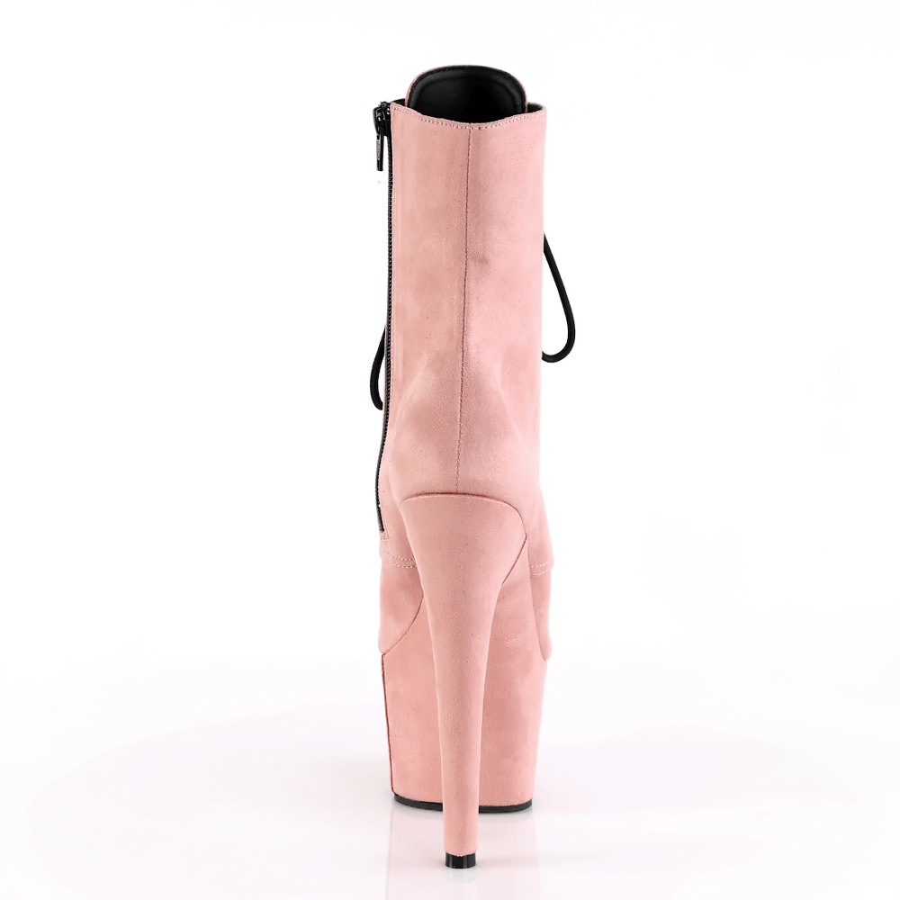 PLEASER – Schnür-Plateau-Stiefeletten in kräftigem Rosa mit Absatz