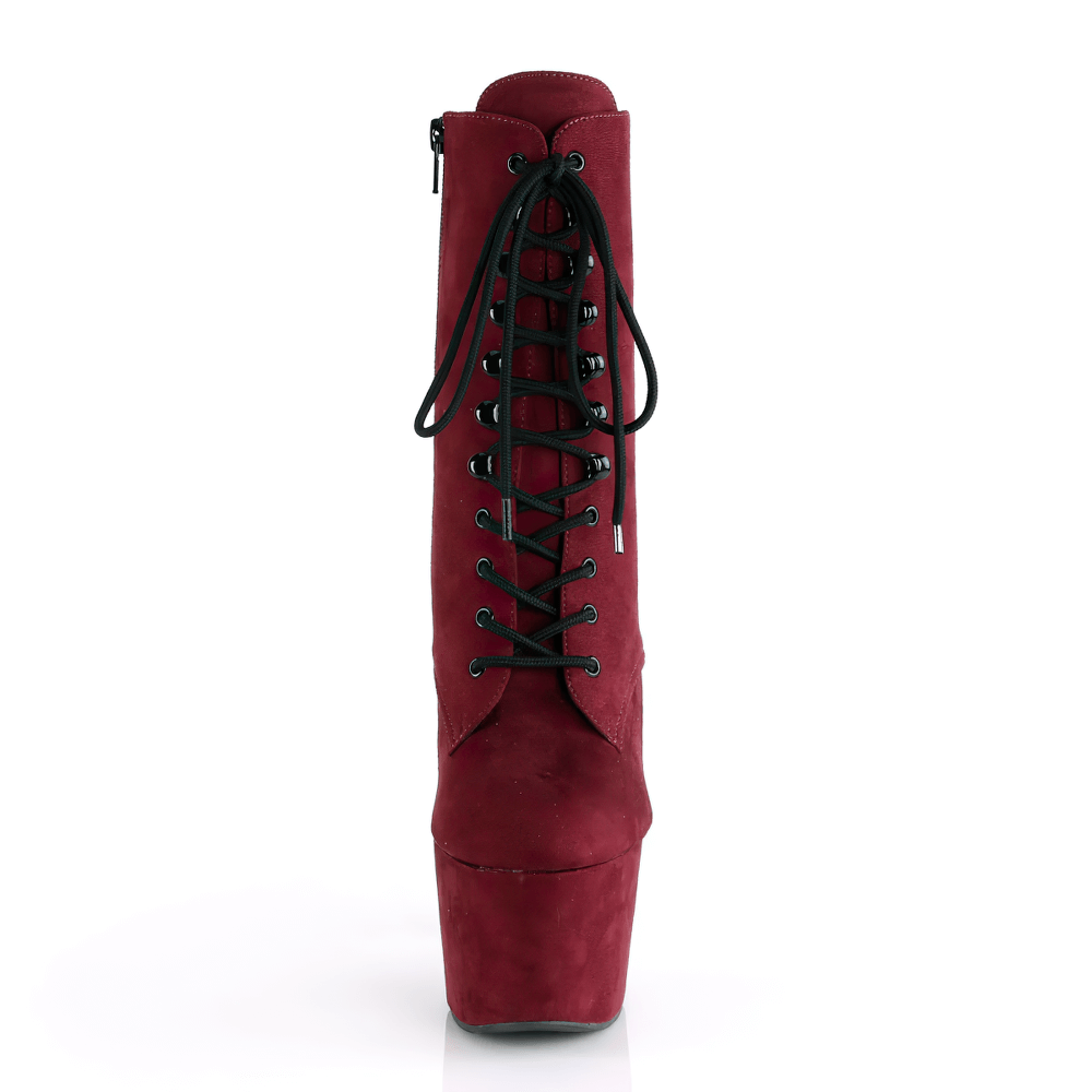 PLEASER Burgundy Lace-Up Ankle Boots with Heel and Platform