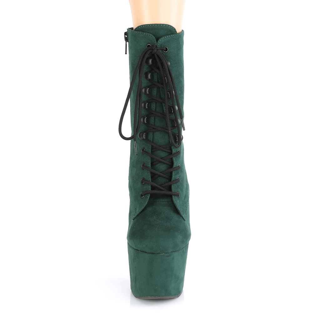 PLEASER Bottines à lacets émeraude avec plateforme enveloppée