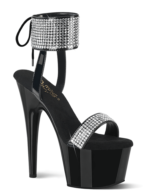 Sandalias de plataforma glamorosas con tiras de diamantes de imitación de PLEASER