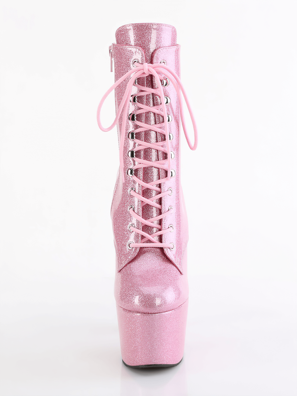 PLEASER Glitzer-Schnürstiefel mit Stiletto-Absatz und Plateausohle