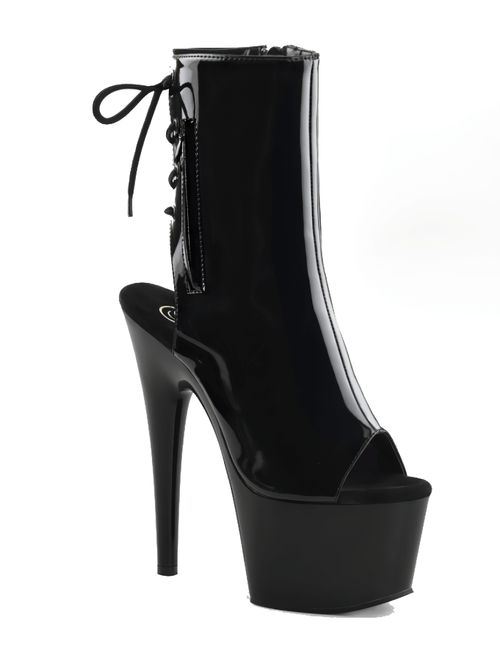 PLEASER Bottes brillantes à bout ouvert avec dos à lacets et plateforme