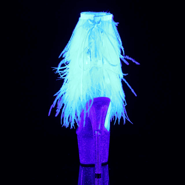 PLEASER Glowing Feather Heels Shoes with Zip Closure