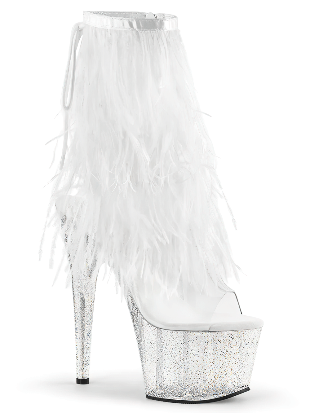 PLEASER Glowing Feather Heels Shoes with Zip Closure