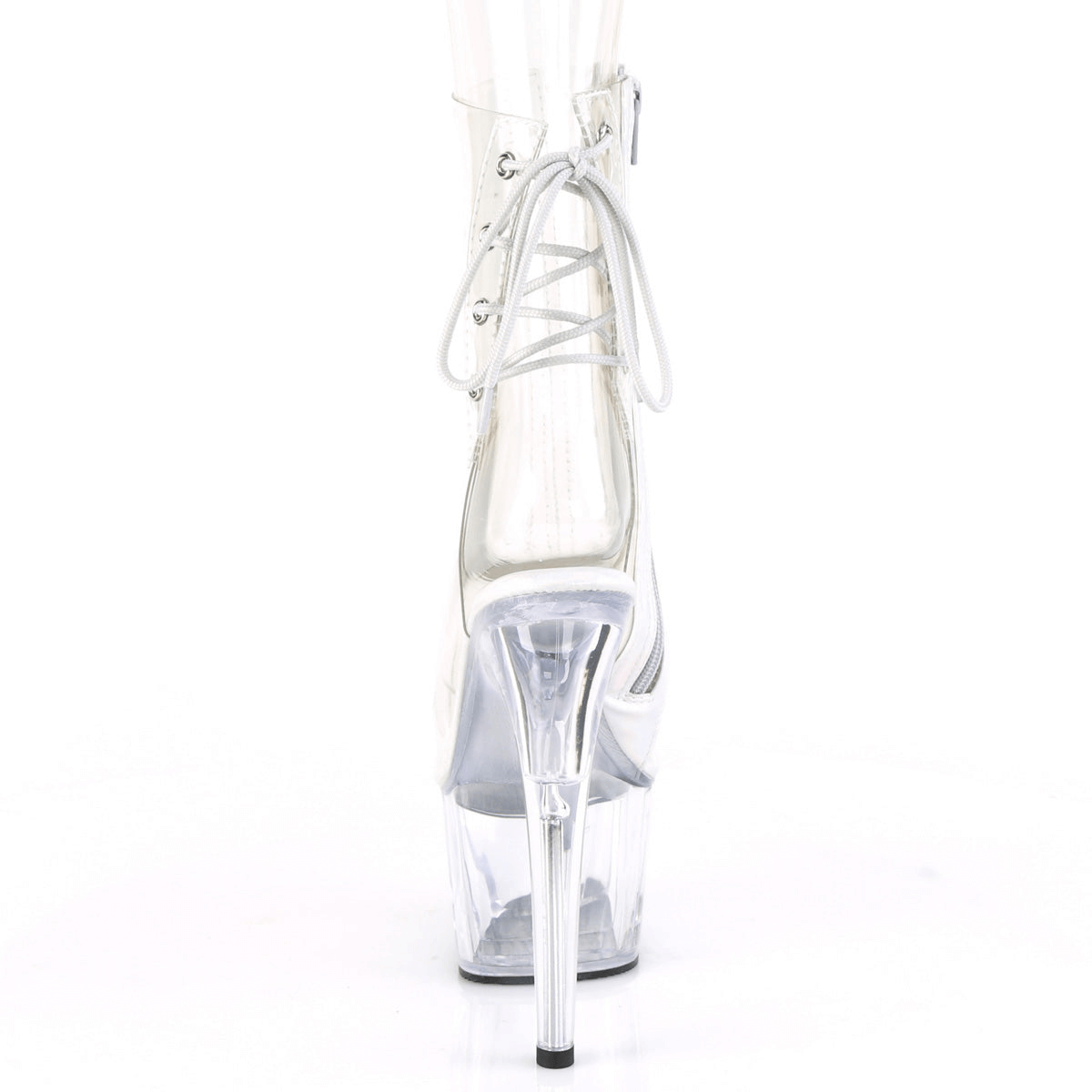 PLEASER Lace-Up Back Clear Ankle Boots with Platform Heels