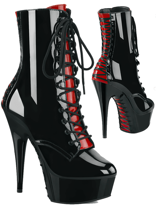 PLEASER Bottines à plateforme à lacets avec détails corset