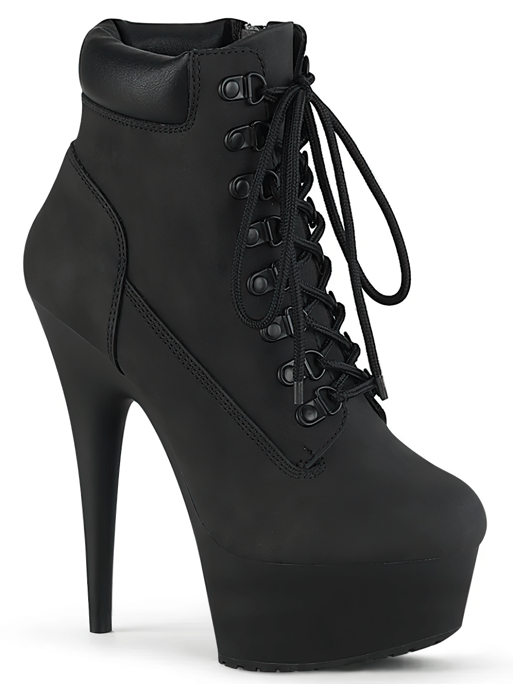 PLEASER Lace-Up Stiletto Ankle Boots with Platform Heel