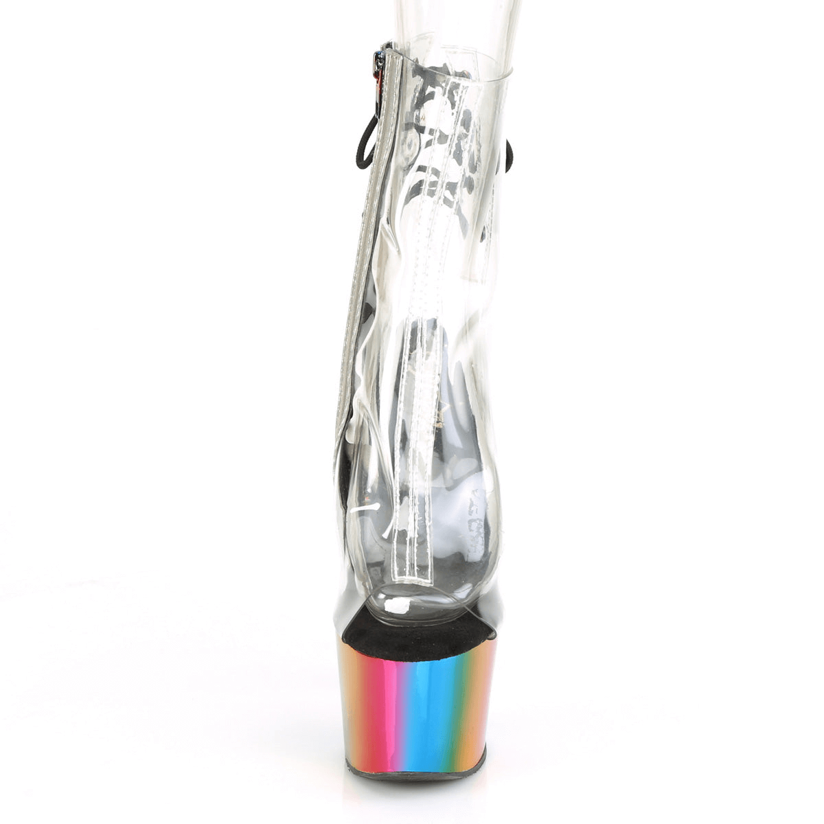 PLEASER Rainbow Chrome Shoes with Clear Upper and Zip