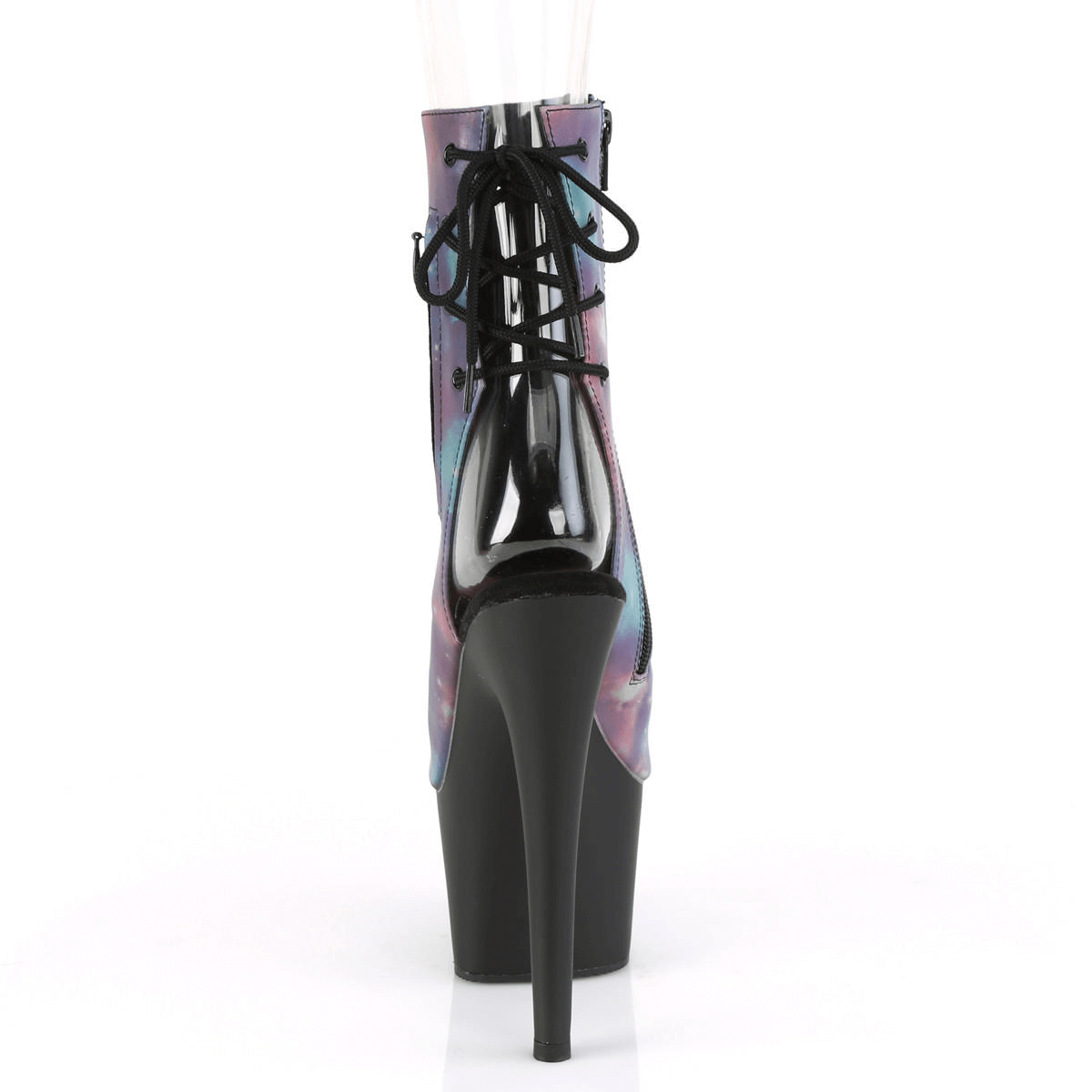 PLEASER Reflective Galaxy Lace-Up Platform Ankle Boots