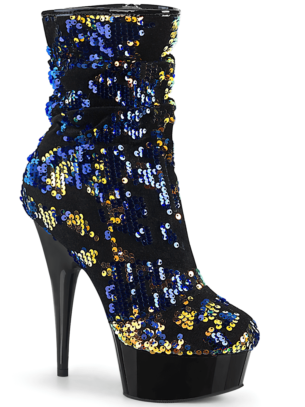 PLEASER Bottines souples à paillettes avec talons et fermeture éclair