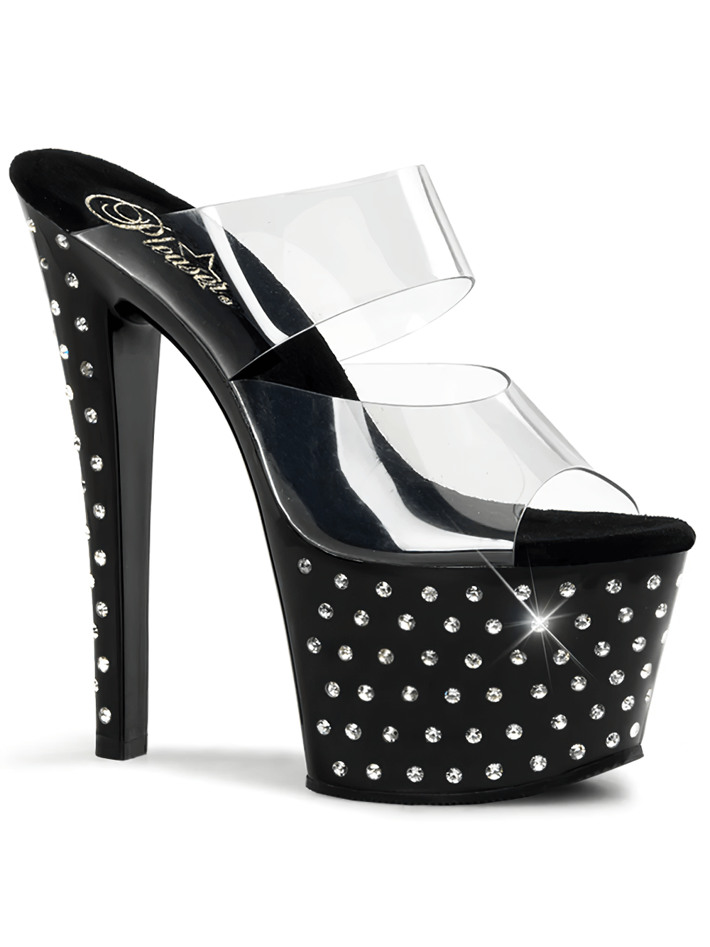 PLEASER Shining Rhinestone-Studded Platform Slide Sandals