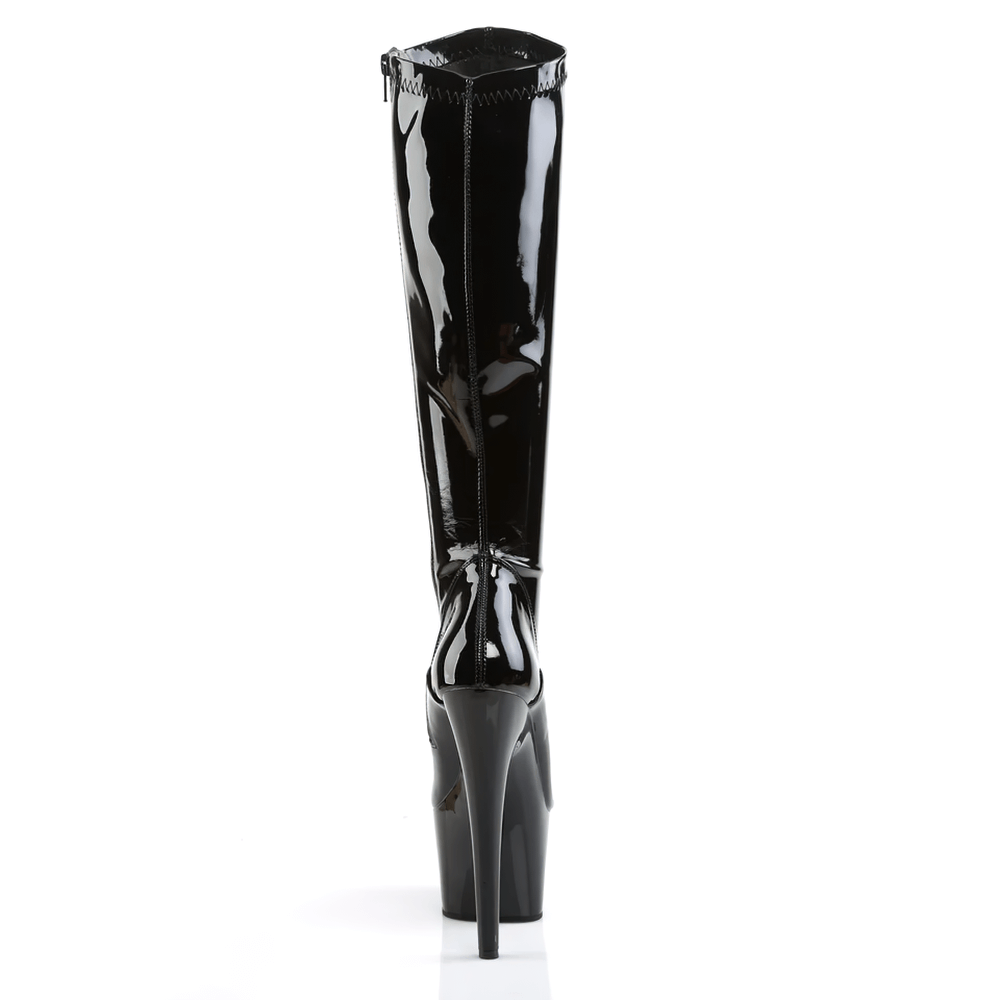 PLEASER Sleek Black Knee Boots with Towering Heels