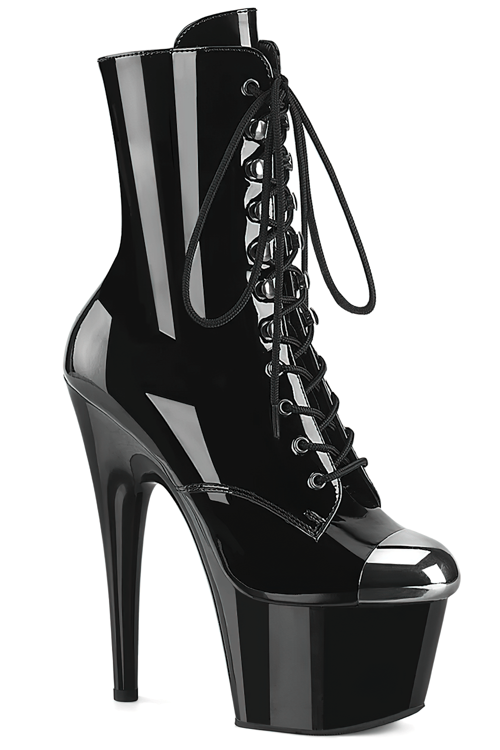 PLEASER Sleek Lace-Up Ankle Boots with Steel Caps