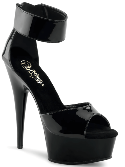PLEASER Sleek Sandalias negras con banda en el tobillo para mujer