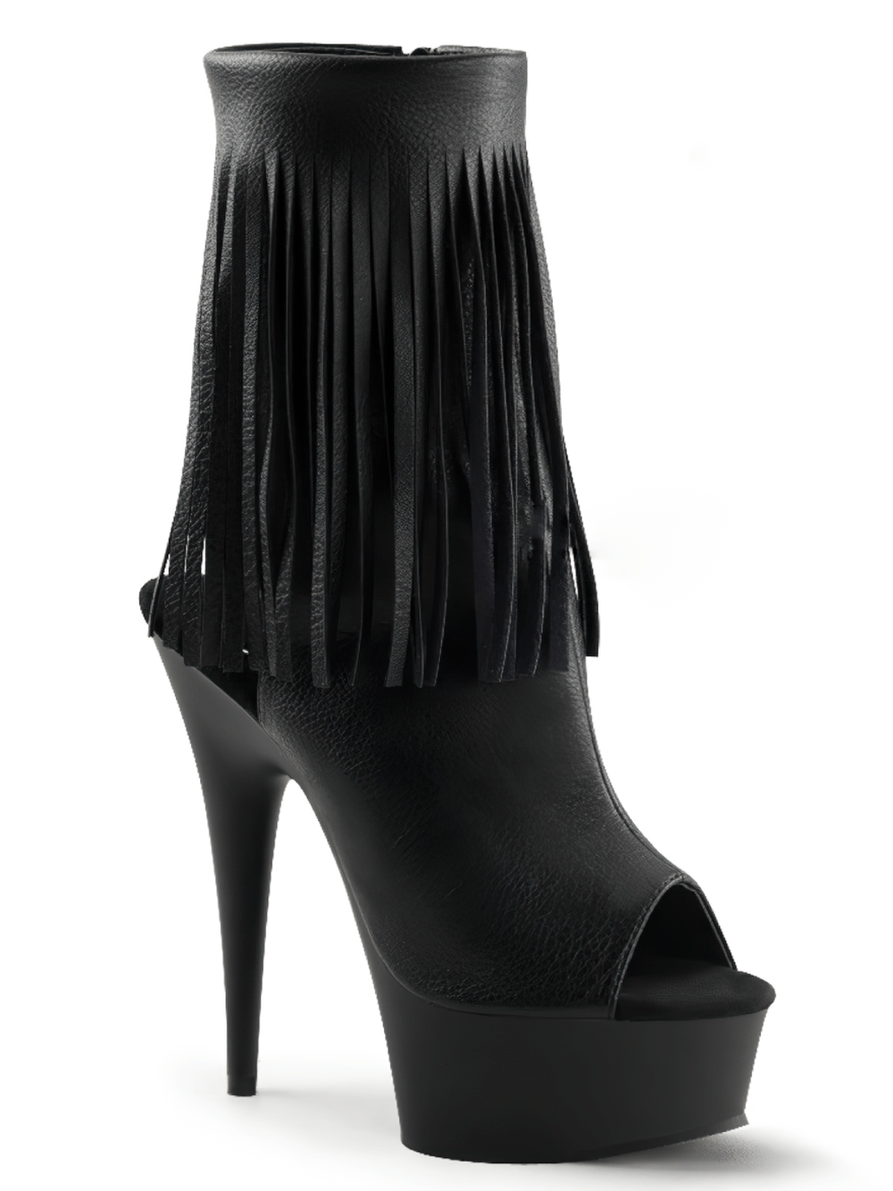 PLEASER Stiletto Heel Fringe Ankle Boots with Platform