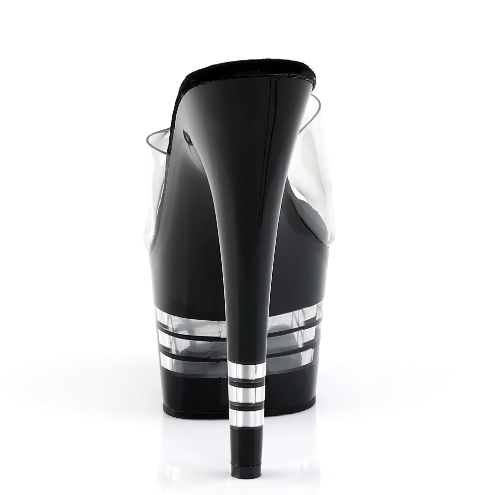 PLEASER Stiletto Platform Slides with Clear Bottom Design