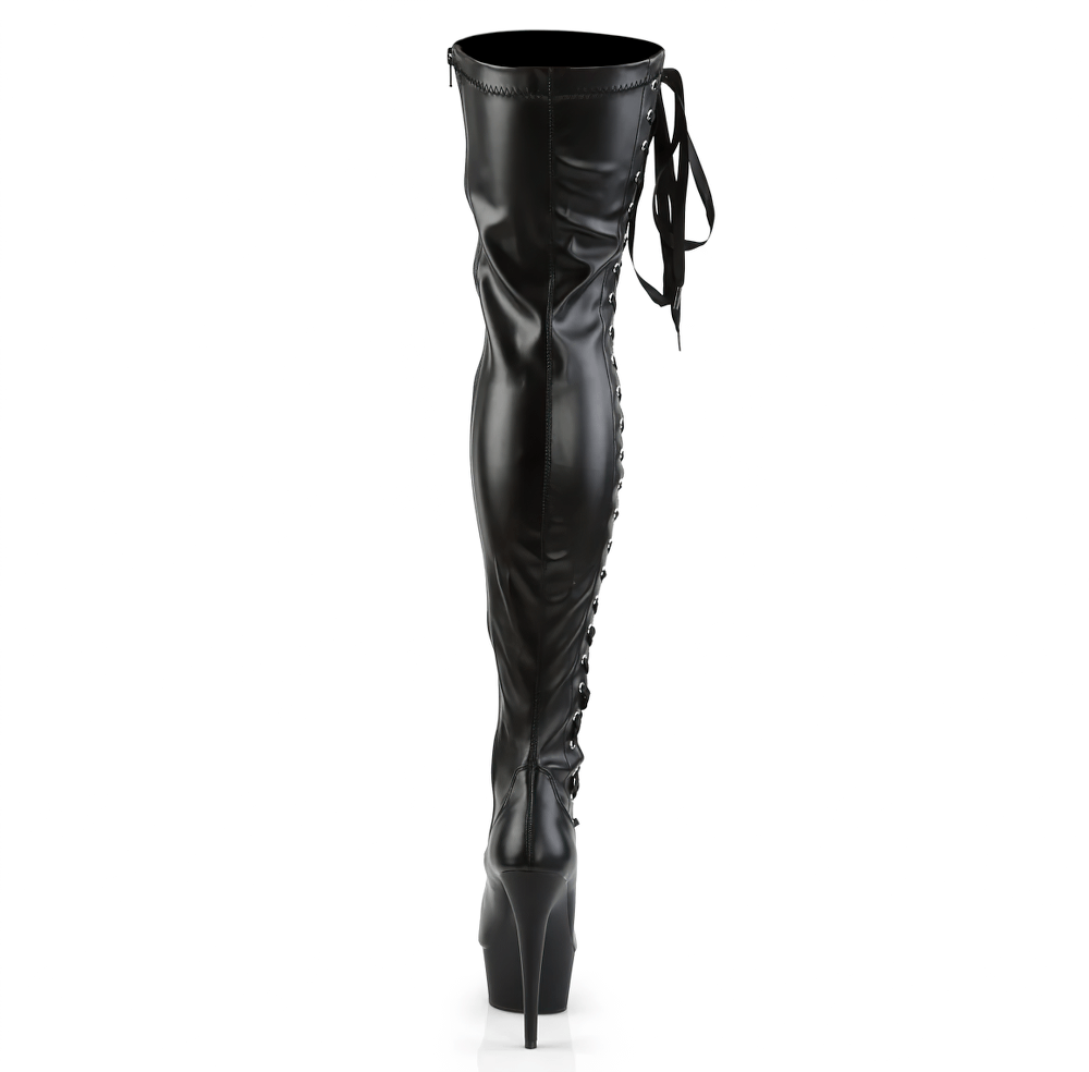 PLEASER Stretch Stiletto Thigh High Boots with Platform