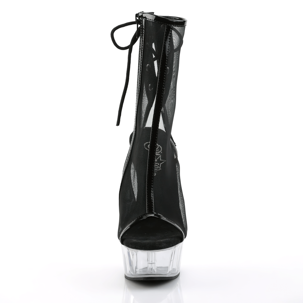 PLEASER Striking Mesh Ankle Boots with Clear Platforms