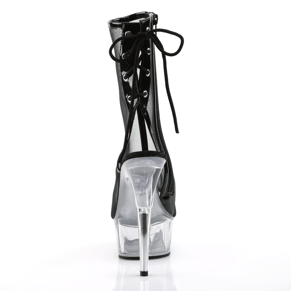 PLEASER Striking Mesh Ankle Boots with Clear Platforms