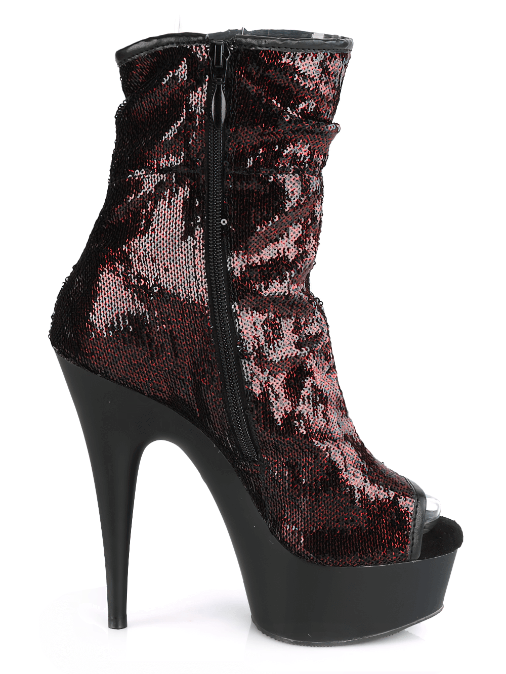 PLEASER Striking Sequined Peep Toe High-Heel Boots